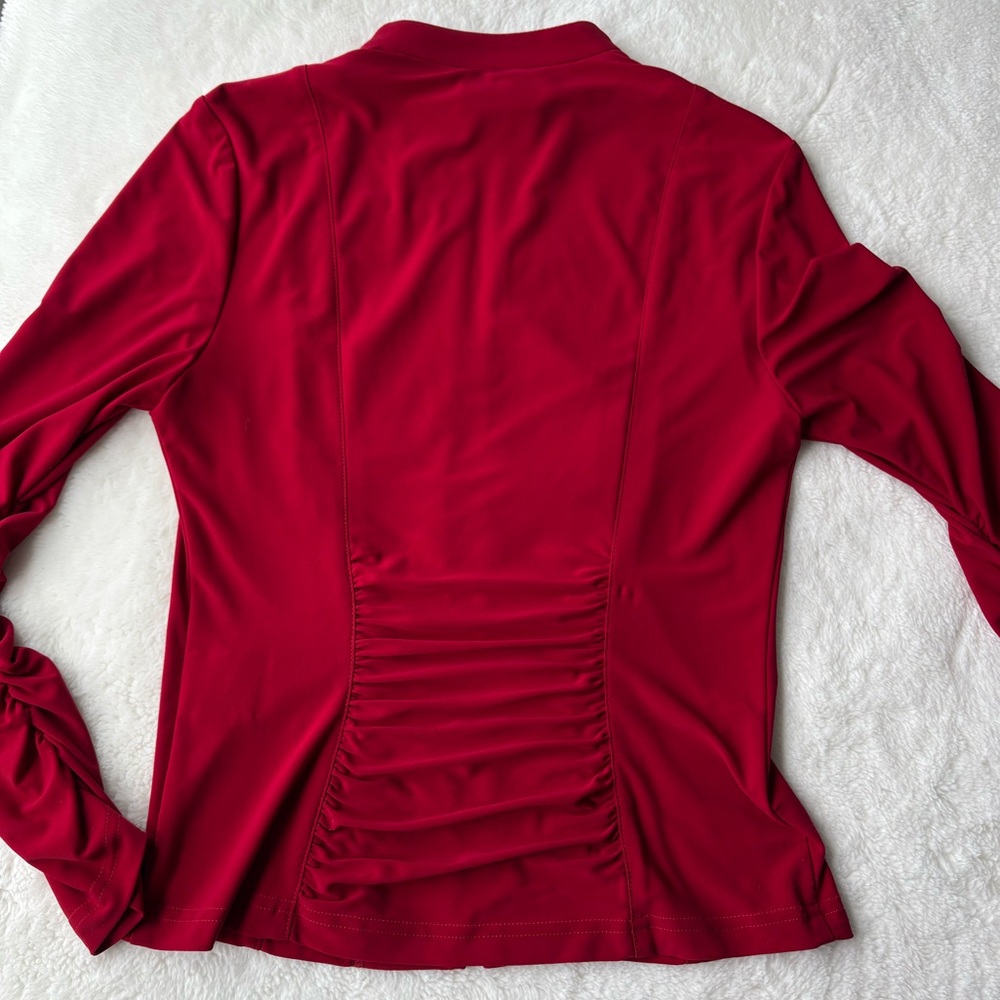 Joseph Ribkoff Vibrant Red Zip-Up Top - Picture 2 of 6